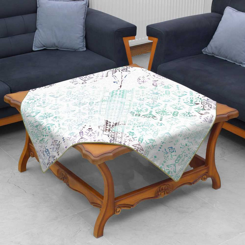 رومیزی تینادکور طرح گلیم فیروزه ای مدل mod00019