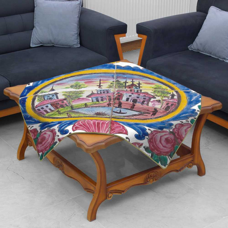 رومیزی تینادکور طرح کاشی فرنگ مدل mod00055