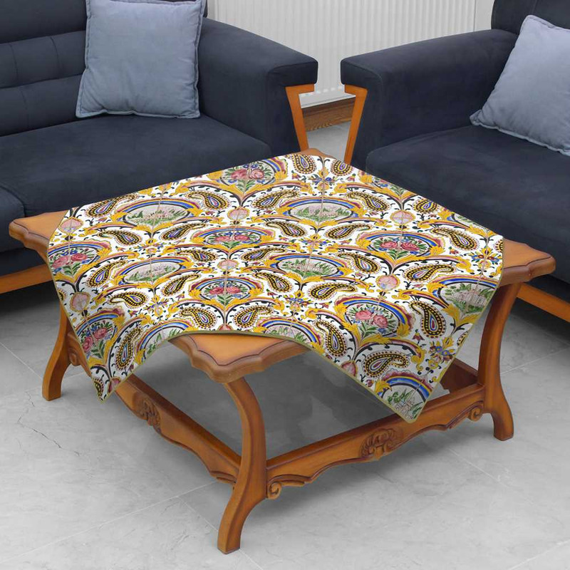 رومیزی تینادکور طرح کاشی منظره مدل mod00074