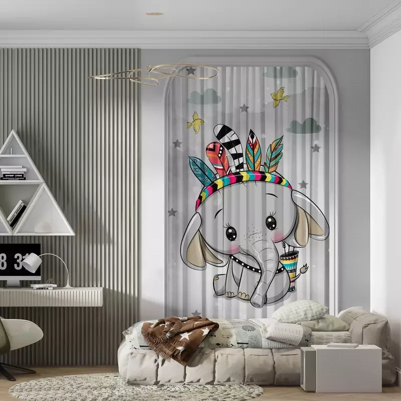 پرده پانچی طرح کودک سایز 140 در 280 جنس هازان کد130