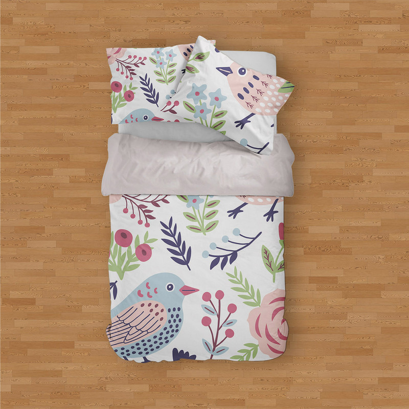 سرویس روتختی مدوپد طرح گل و گنجشک مدل PAT00093 یک نفره 4 تکه