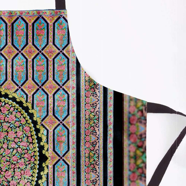 پیش بند آشپزخانه تینادکور طرح فرش قم حصیری گل رز مدل C-Ghom089