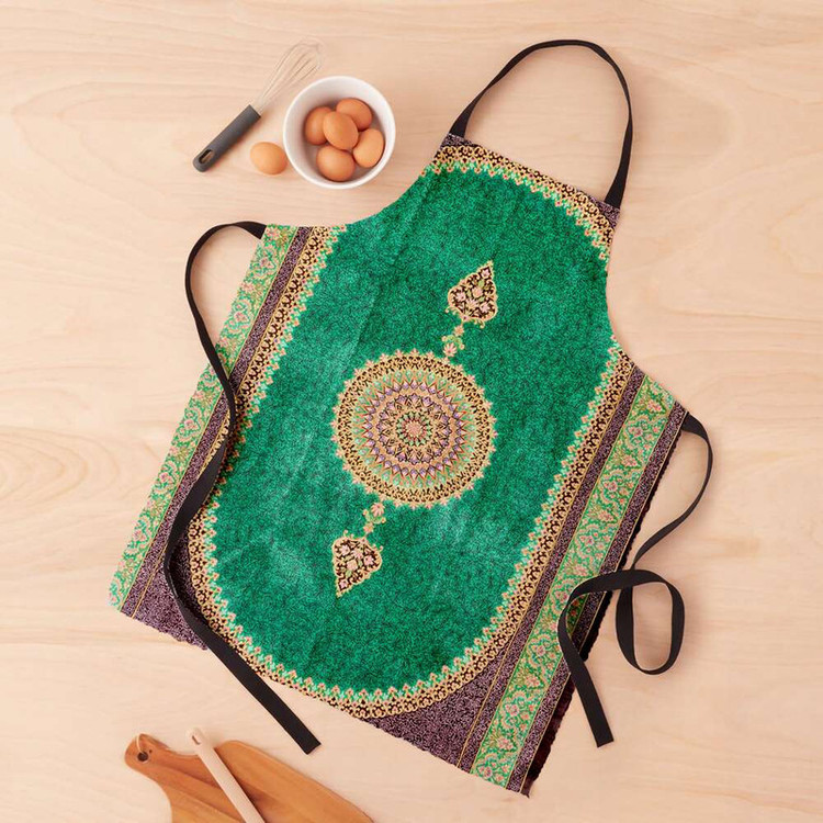 پیش بند آشپزخانه تینادکور طرح قالی قم ترنجی گل ریز مدل C-Ghom128
