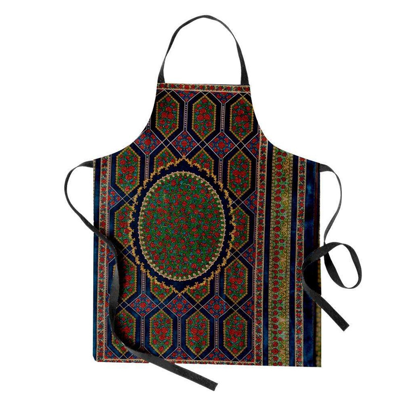 پیش بند آشپزخانه تینادکور طرح فرش قم حصیری گل رزی مدل C-Ghom063