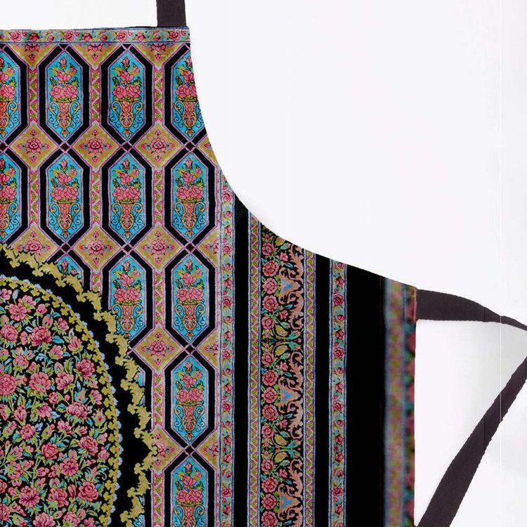پیش بند آشپزخانه تینادکور طرح قالیچه قم حصیری گل رزی مدل C-Ghom110