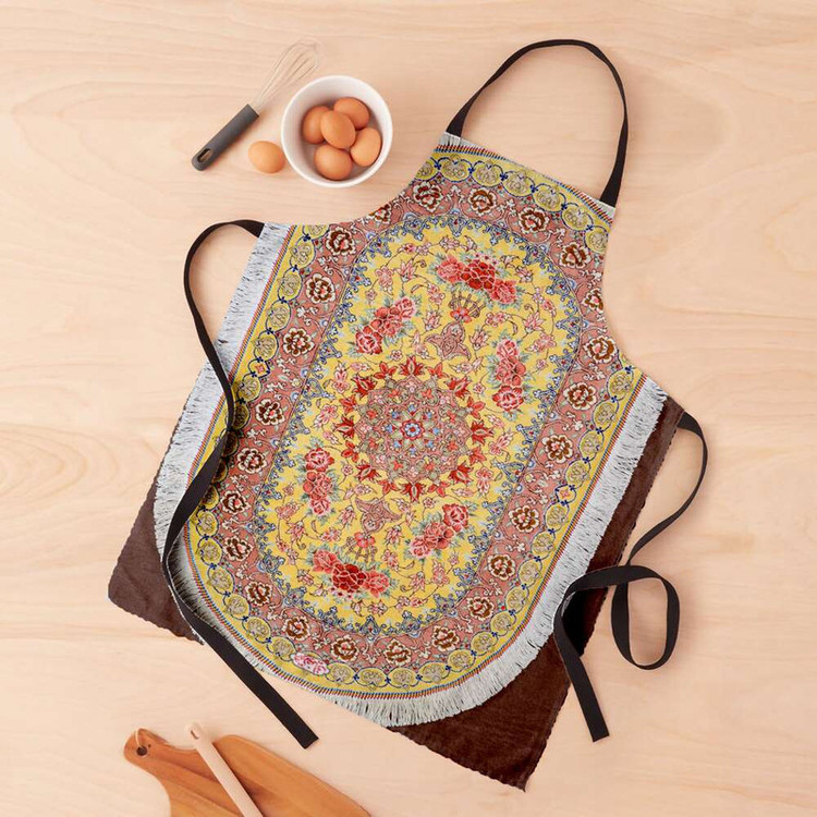 پیش بند آشپزخانه تینادکور طرح قالی قم ترنجی بیضی مدل C-Ghom142