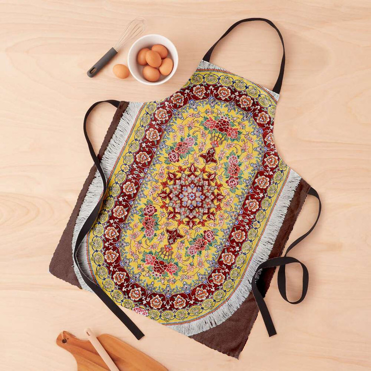 پیش بند آشپزخانه تینادکور طرح قالی قم ترنجی بیضی مدل C-Ghom143