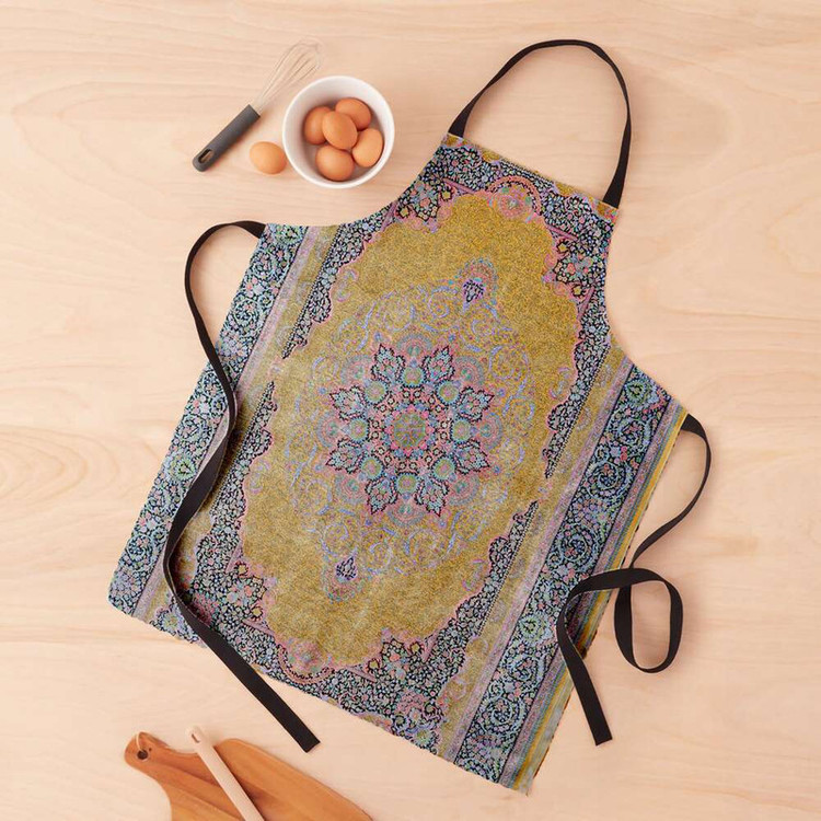 پیش بند آشپزخانه تینادکور طرح فرش قم ترنجی گل ریز مدل C-Ghom044